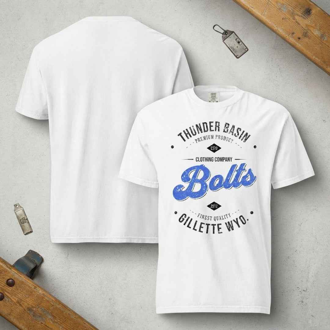 Thunder Basin Bolts White Vintage Tee Gillette Wyoming Bolts Tee