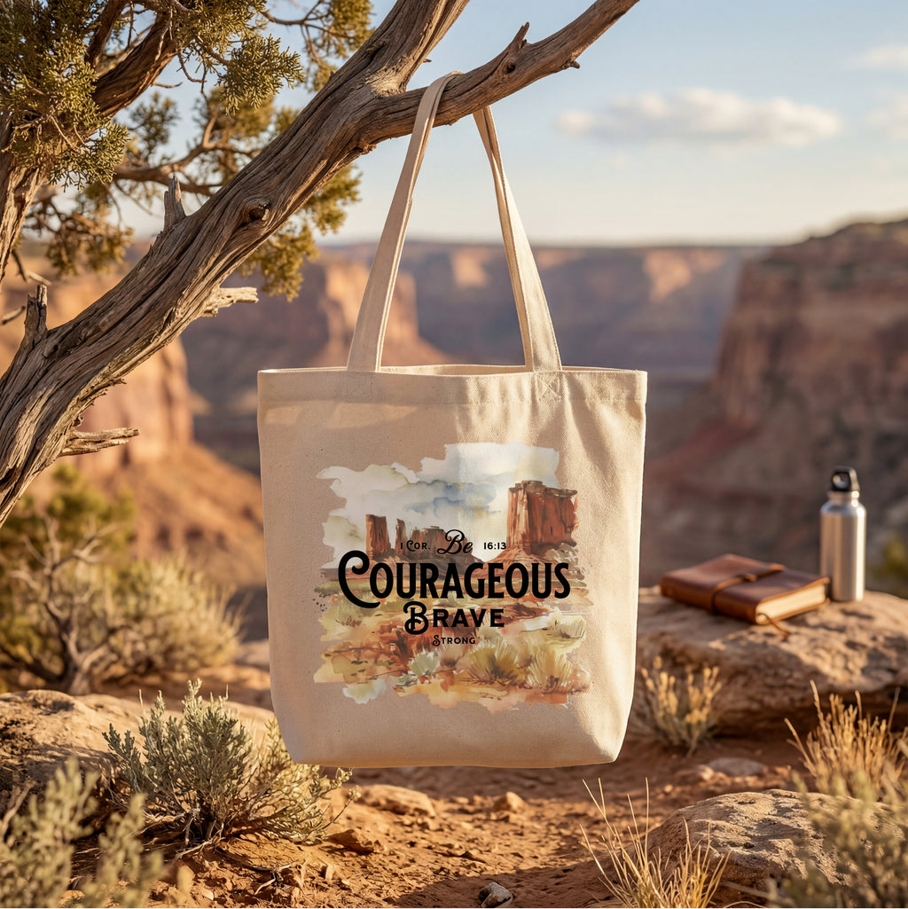 Be Strong and Courageous Christian Eco Tote Bag
