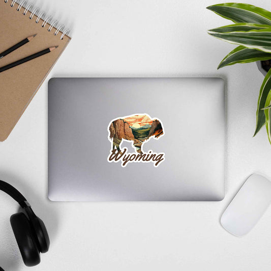 Rustic Wyoming Buffalo Sunset Sticker – Mountain Canyon Vinyl Decal