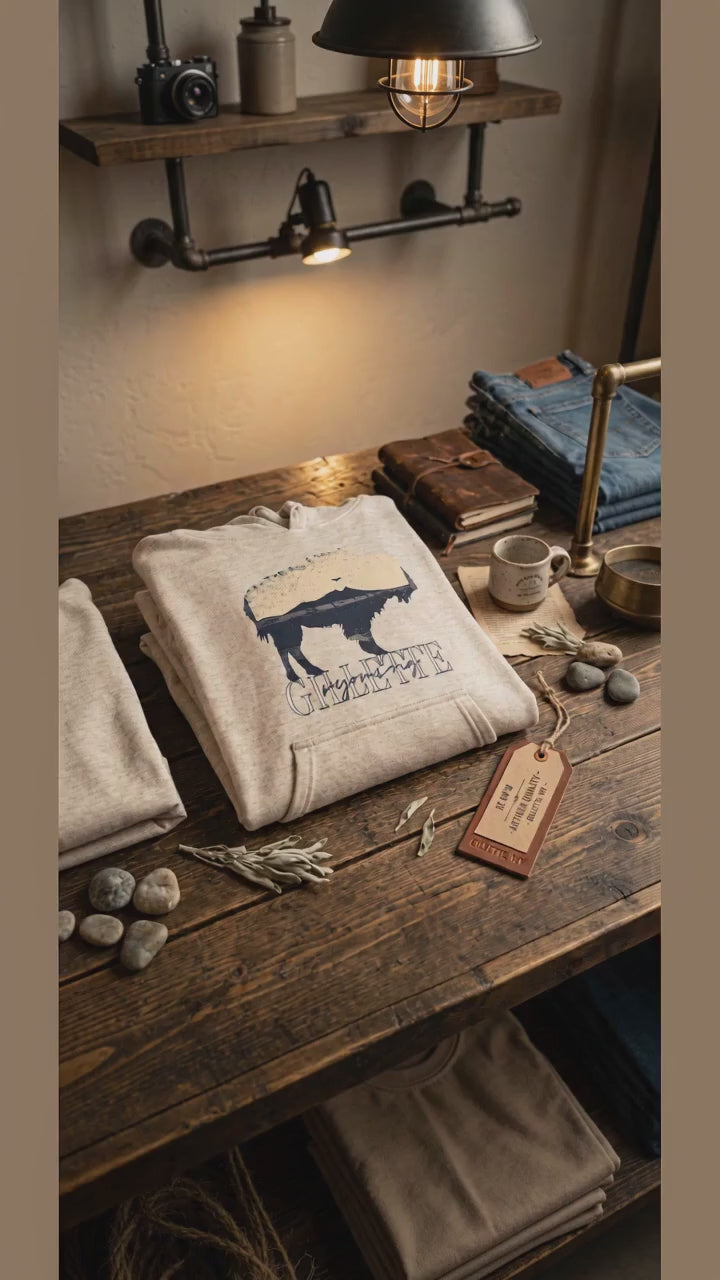 Rustic Gillette Wyoming Oatmeal Hoodie