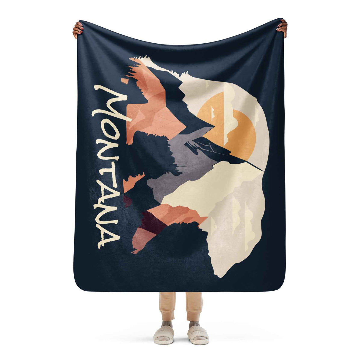 Montana Bear Mountainscape Sherpa Blanket