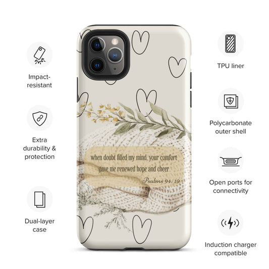 Bible Scripture Psalms 94:19 iPhone Case – Christian Scripture Design Tough Case for iPhone®