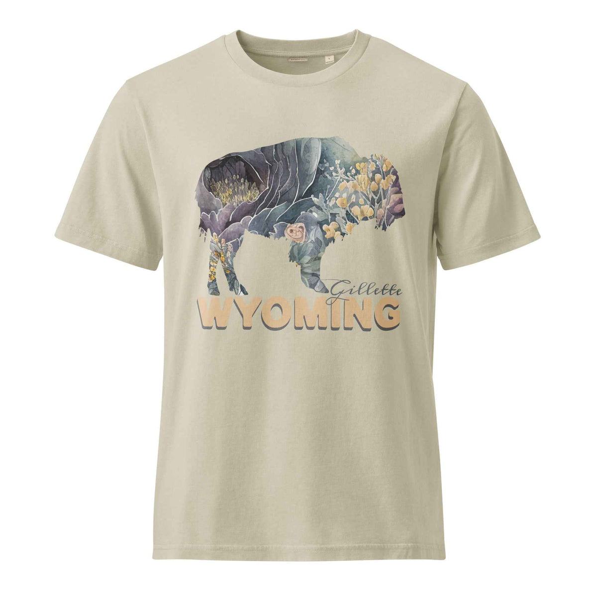 Gillette Wyoming Buffalo T-Shirt – Embrace Rustic Western Style with Floral Touch