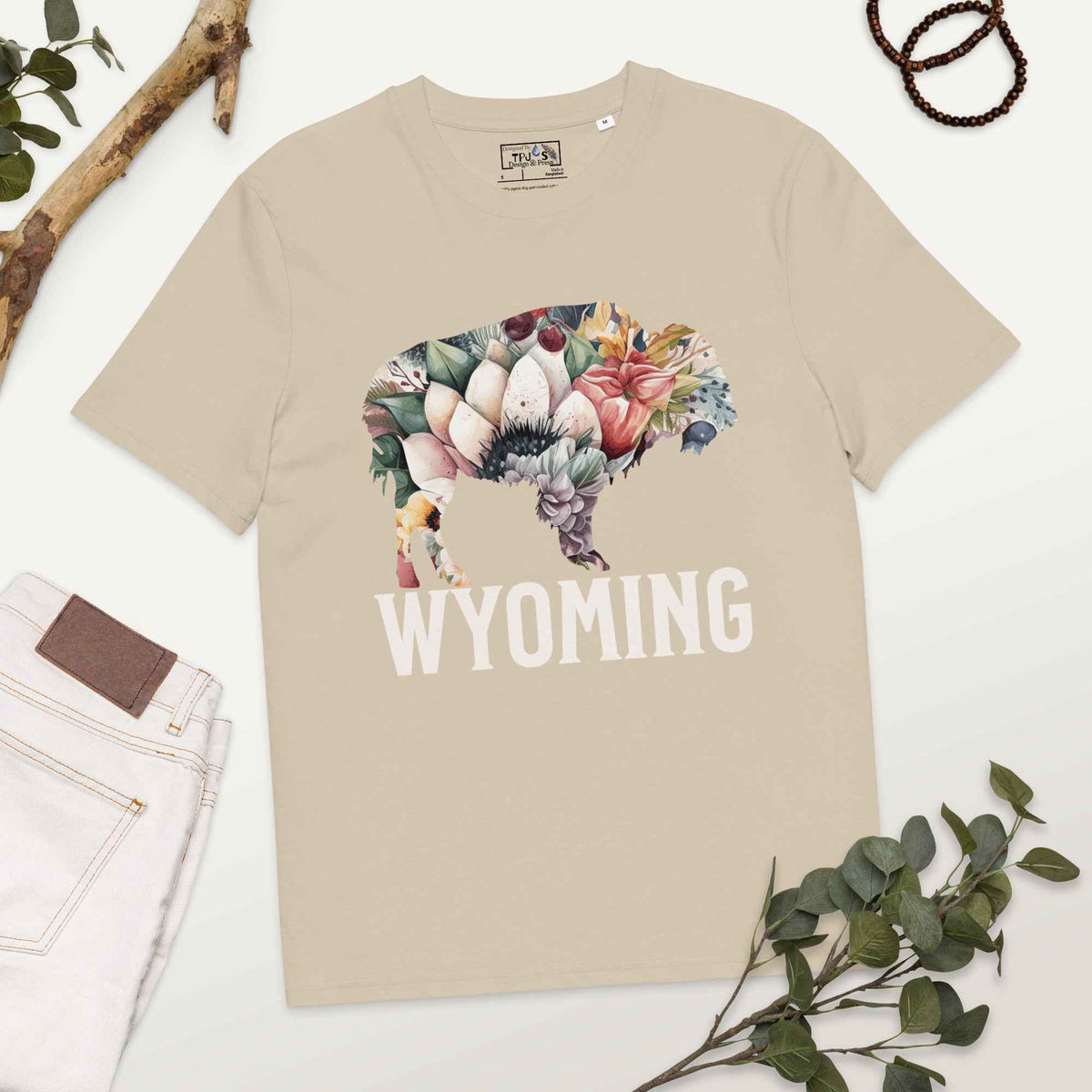 Embrace Nature with Our Organic Floral Buffalo T-Shirt
