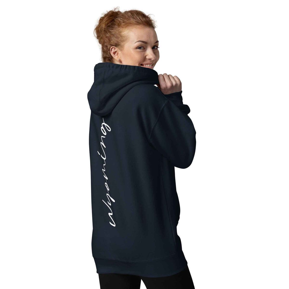 Wyoming Boho Buffalo Sweatshirt Hoodie – Navy Blue Back Print Western Apparel