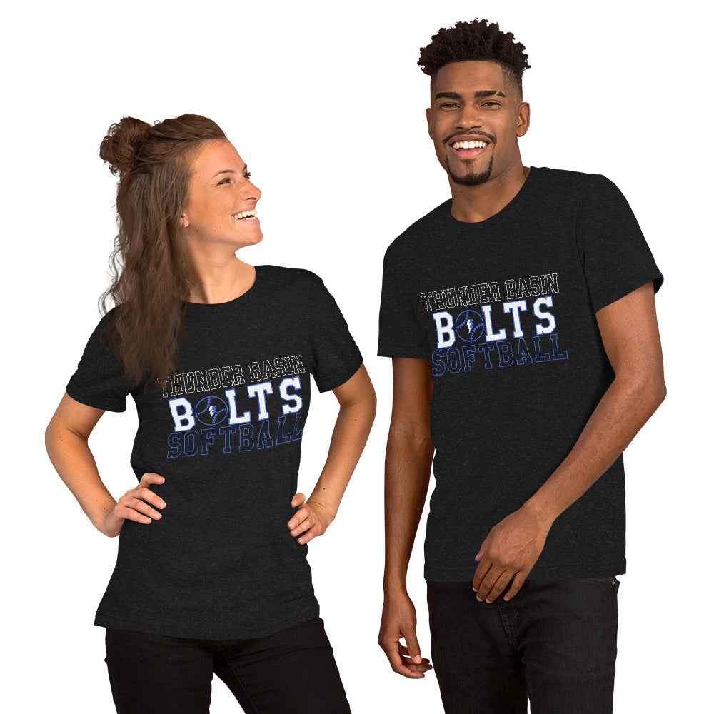 Thunder Basin High School Bolts Softball, Unisex Lightweight, Super Soft Shirt, Bolts Softball T-shirt