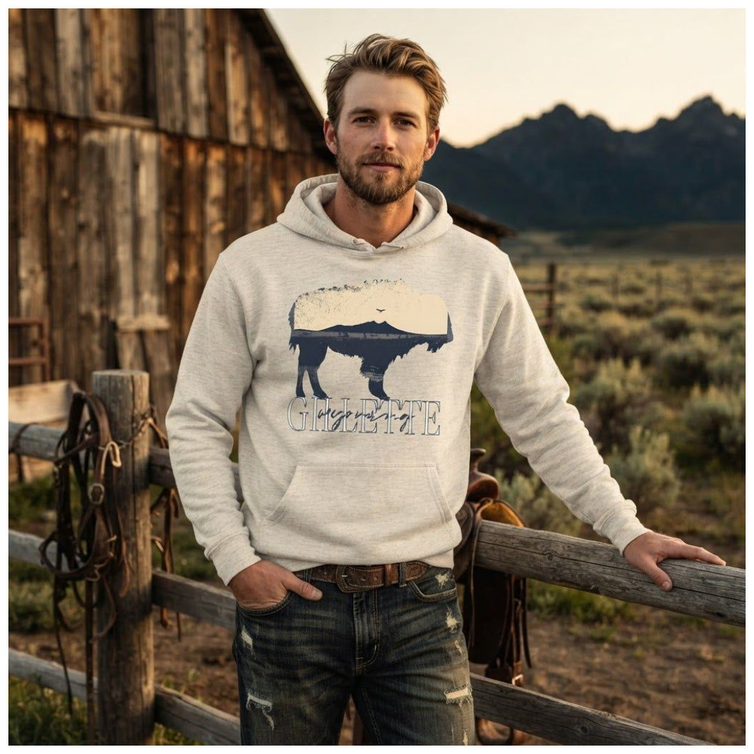 Rustic Gillette Wyoming Oatmeal Hoodie