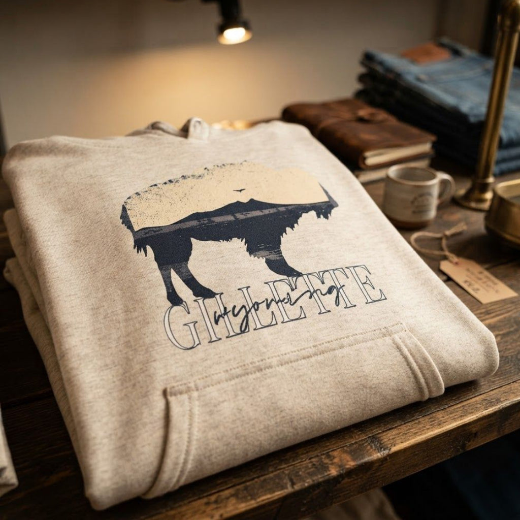 Rustic Gillette Wyoming Oatmeal Hoodie