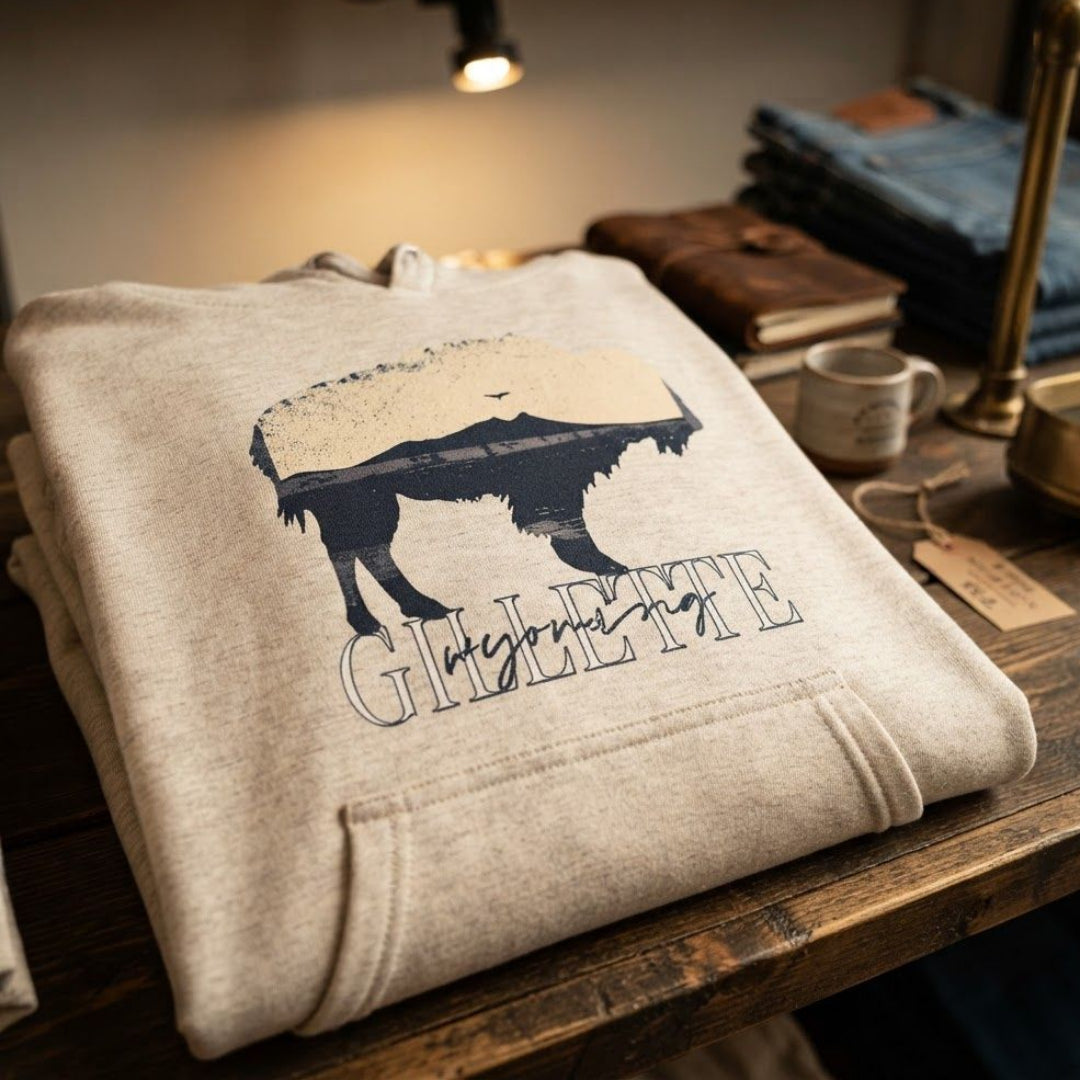 Rustic Gillette Wyoming Oatmeal Hoodie