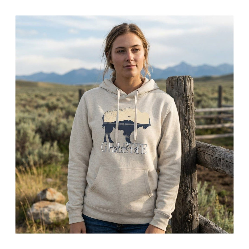 Rustic Gillette Wyoming Oatmeal Hoodie