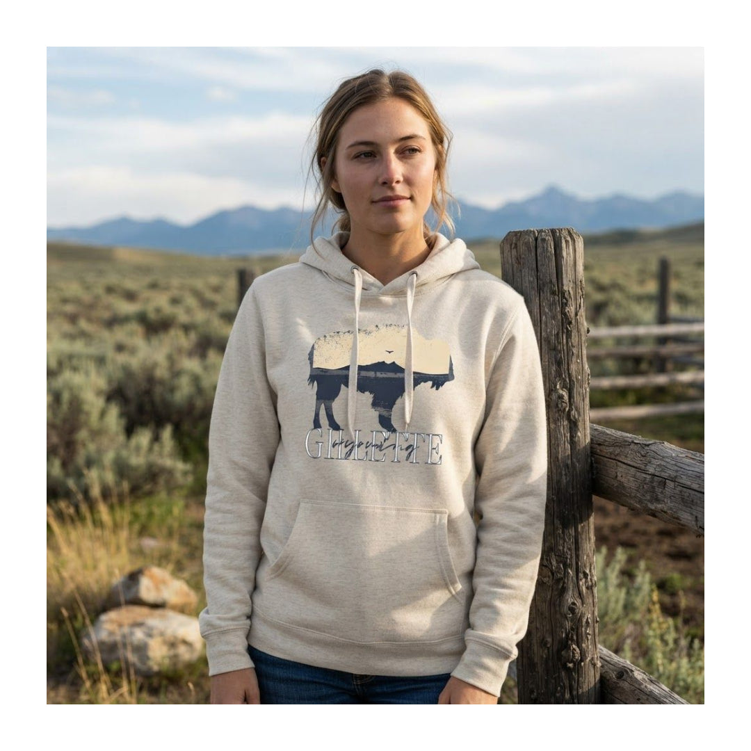 Rustic Gillette Wyoming Oatmeal Hoodie