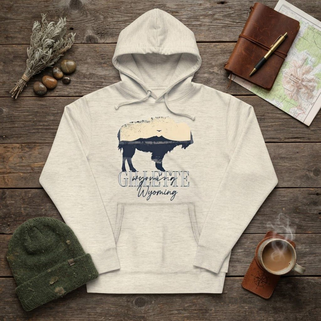 Rustic Gillette Wyoming Oatmeal Hoodie