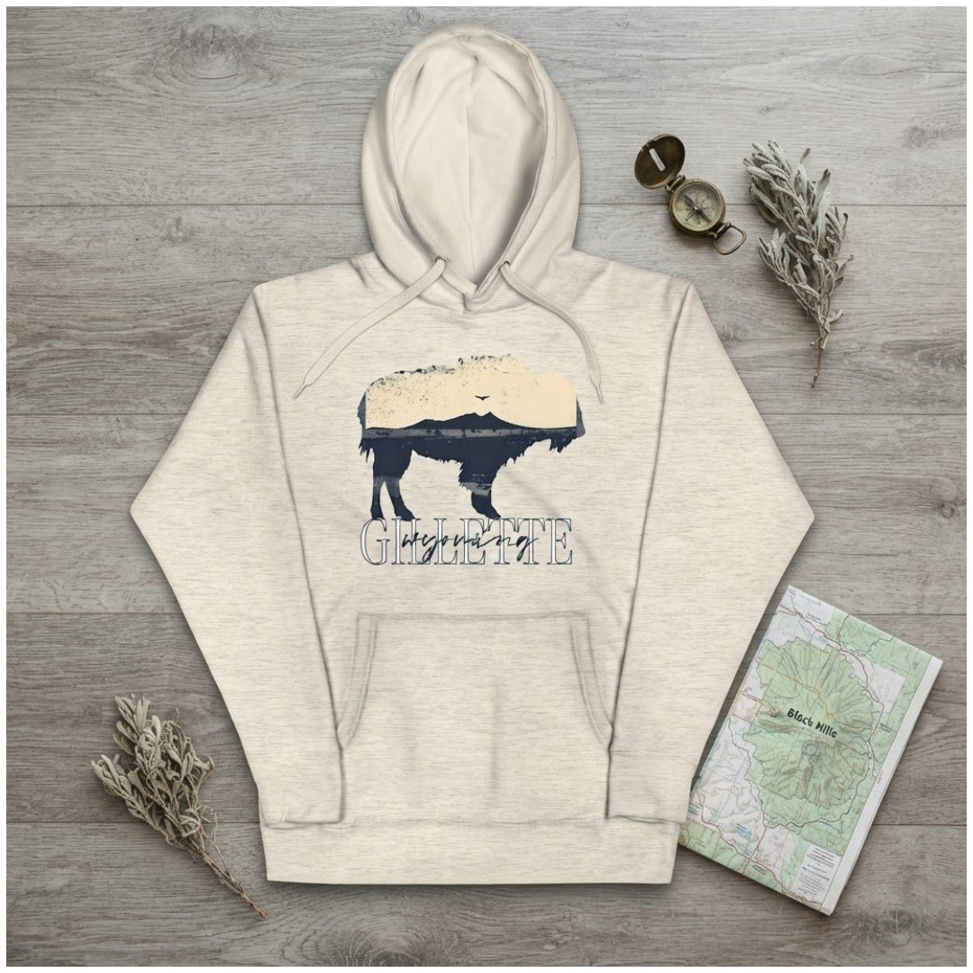 Rustic Gillette Wyoming Oatmeal Hoodie
