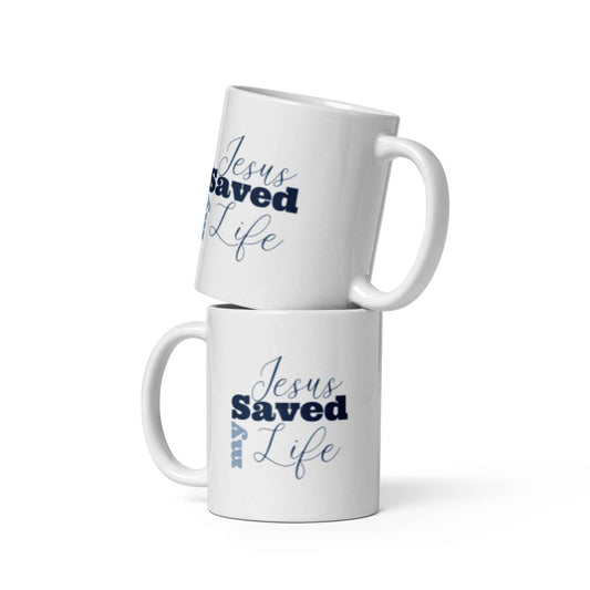 Jesus Saved My Life Titus 3:5 Glossy White Coffee Mug – Christian Bible Verse Gift ⭐