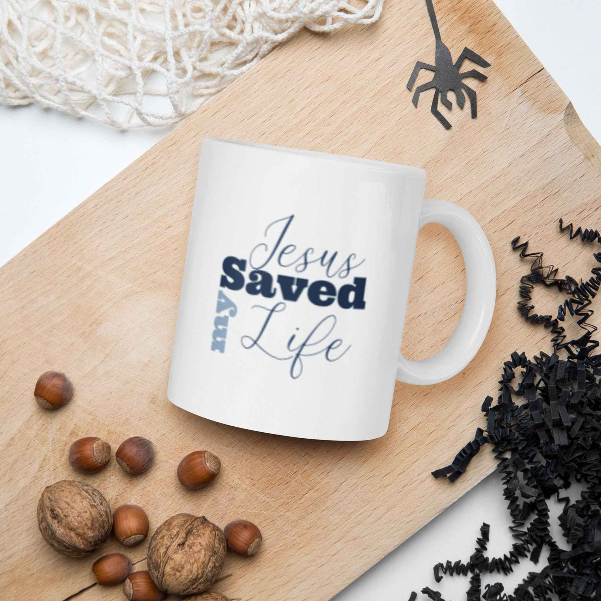 Jesus Saved My Life Titus 3:5 Glossy White Coffee Mug – Christian Bible Verse Gift ⭐