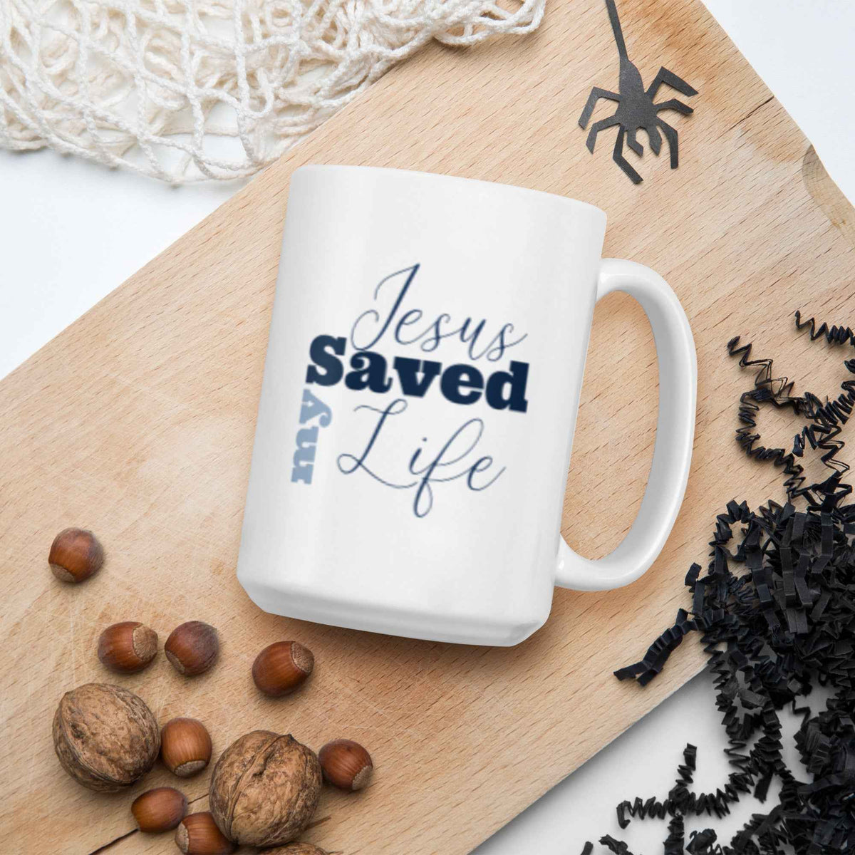 Jesus Saved My Life Titus 3:5 Glossy White Coffee Mug – Christian Bible Verse Gift ⭐