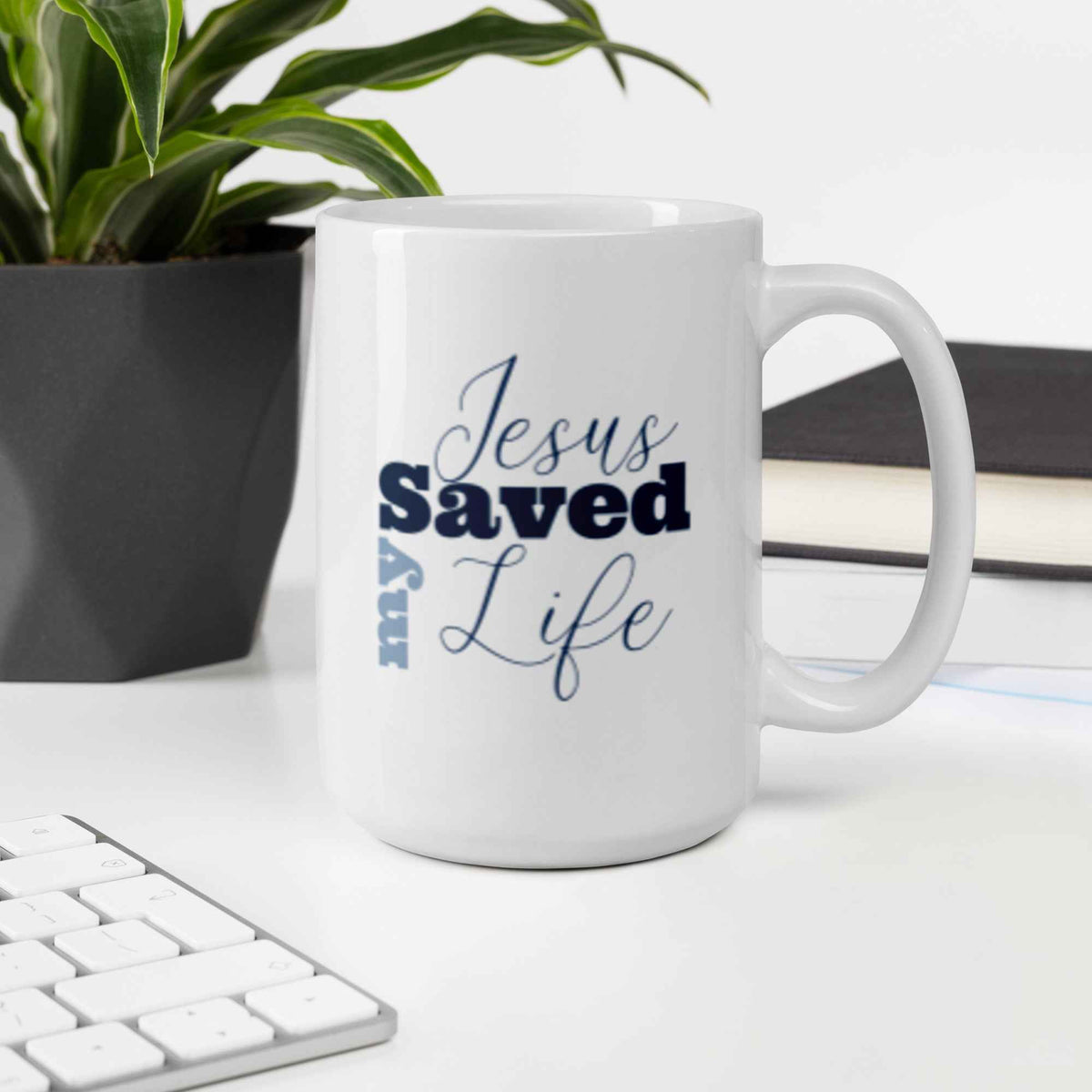 Jesus Saved My Life Titus 3:5 Glossy White Coffee Mug – Christian Bible Verse Gift ⭐