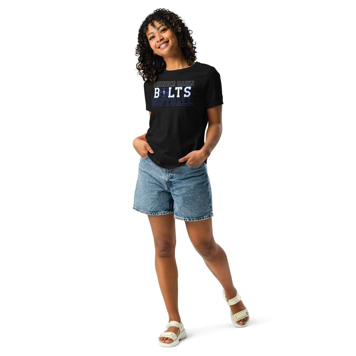 Women's Relaxed Thunder Basin High School Softball, Bolts Softball, Bolts Gear, Gillette Wyoming Softball Shirt