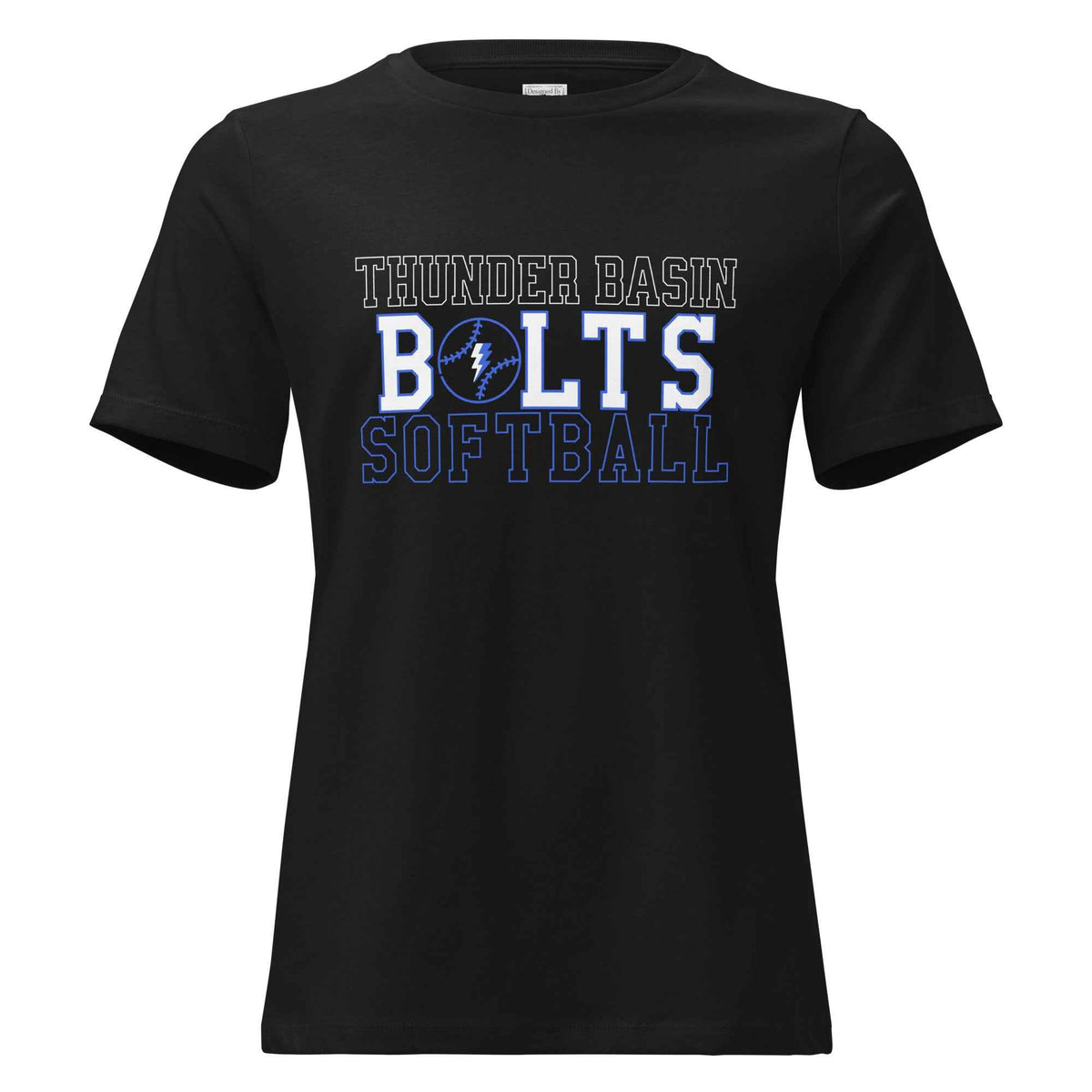 Women's Relaxed Thunder Basin High School Softball, Bolts Softball, Bolts Gear, Gillette Wyoming Softball Shirt